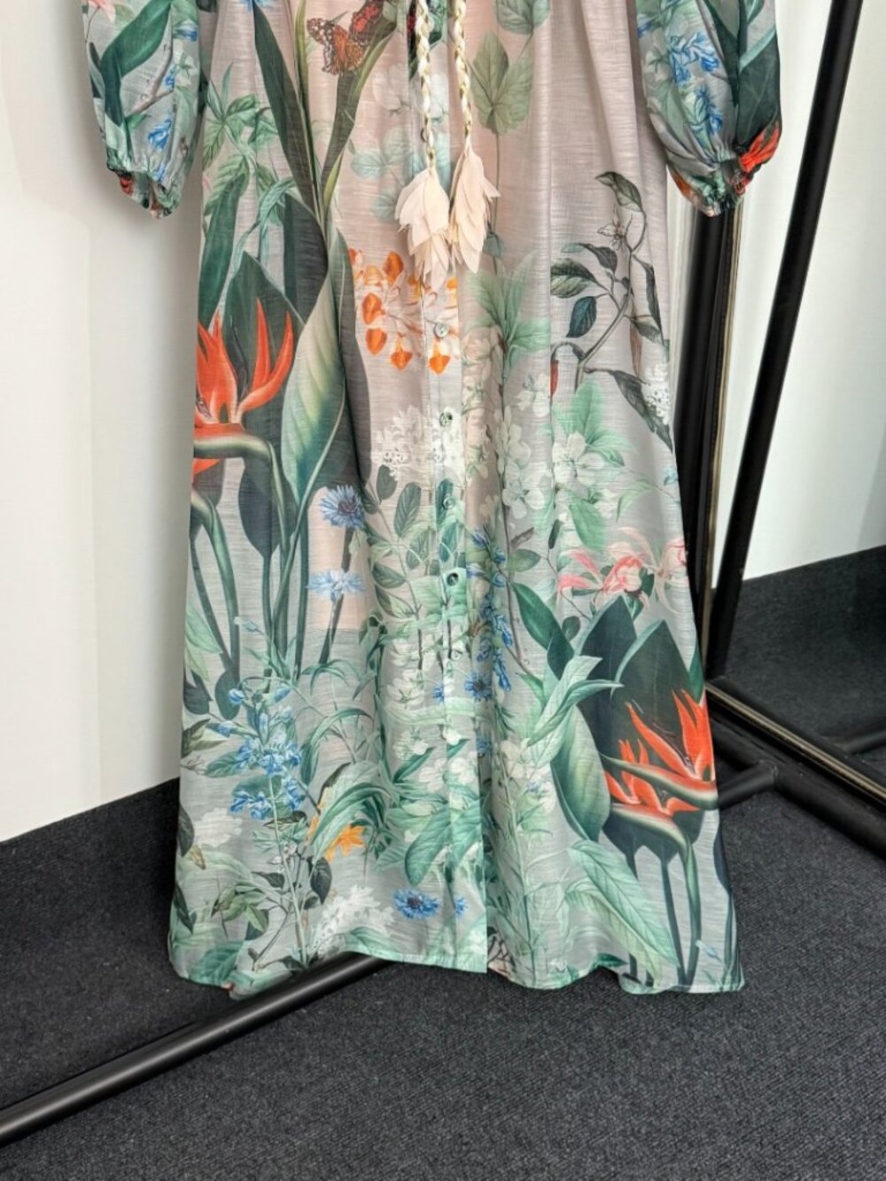 Agua by Agua Bendita Pink Tropical Floral Embroidered Maxi Dress with Slip Linin - Picture 4 of 9